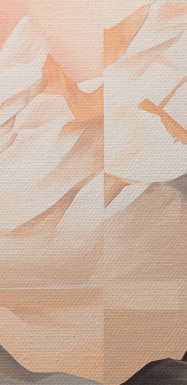 Painting of mountains and a lake