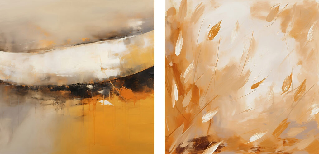 Two paintings of plants and flowers
