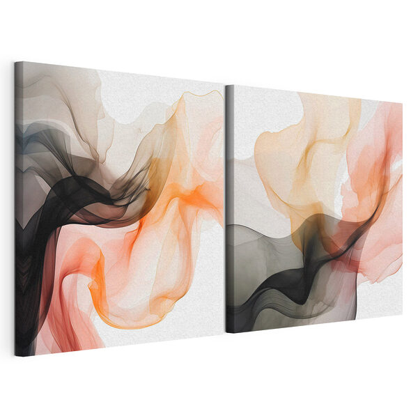 Modularer Leinwanddruck Dynamische Wirbel aus Farbe und Form