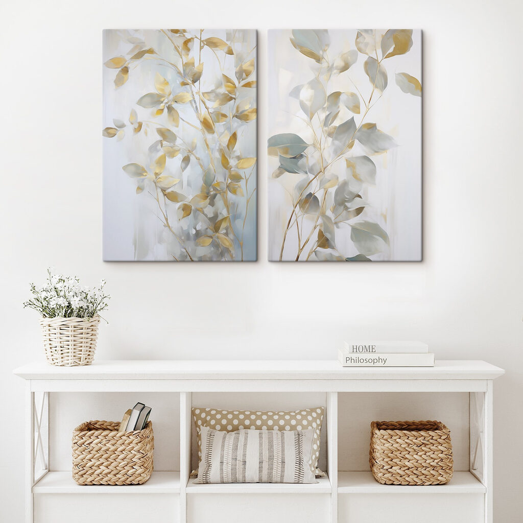 Painting of leaves on a wall