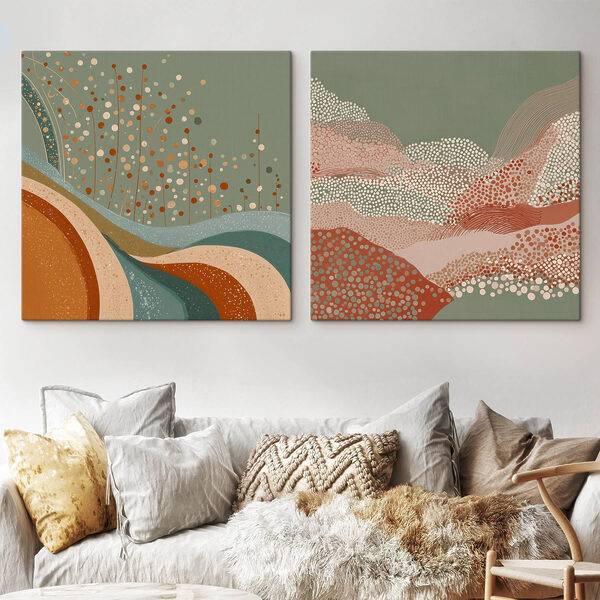 Two paintings of a landscape