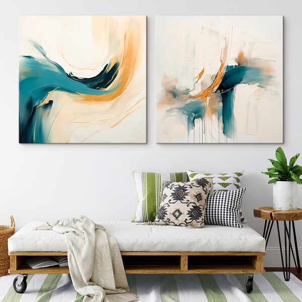 Two paintings of different colors