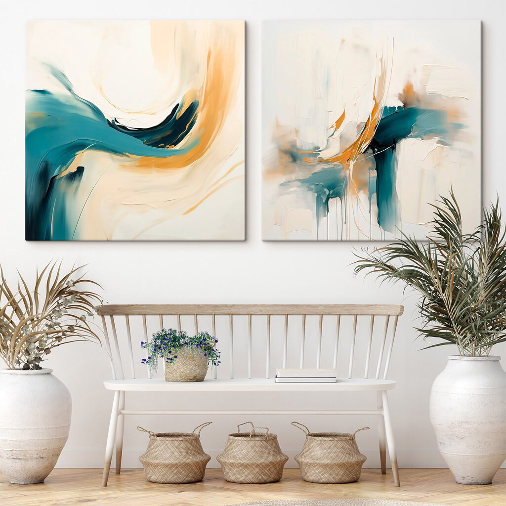 Two paintings of different colors