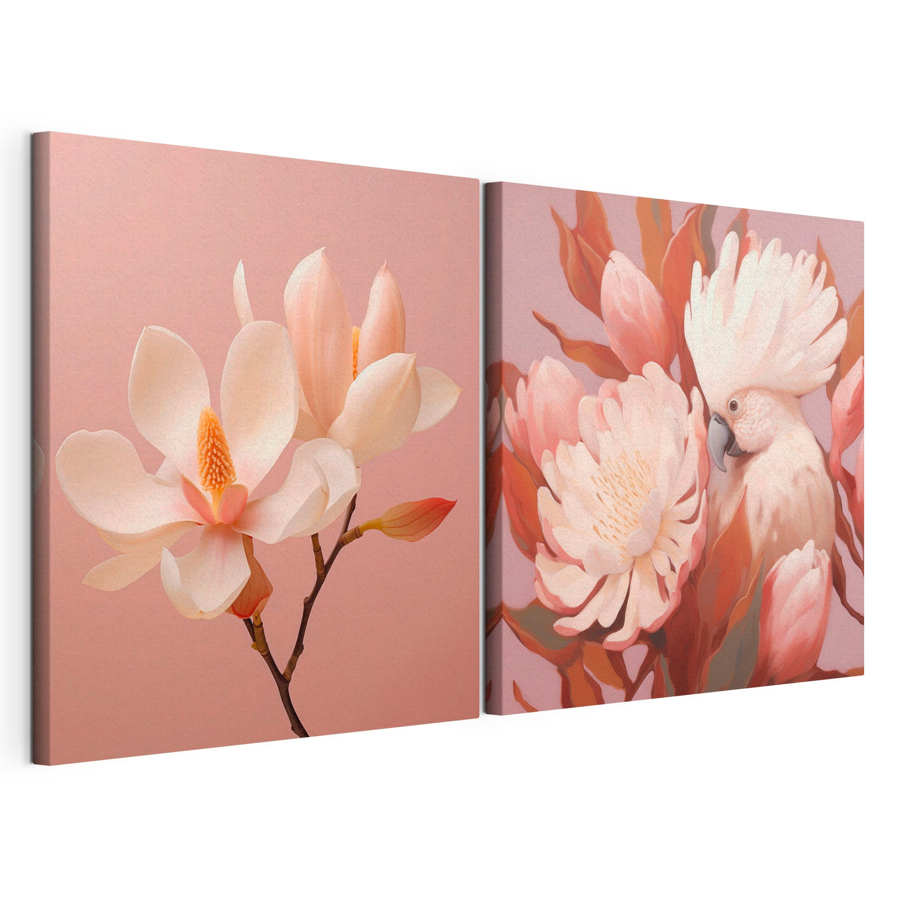 Delicate blooms and a charming bird