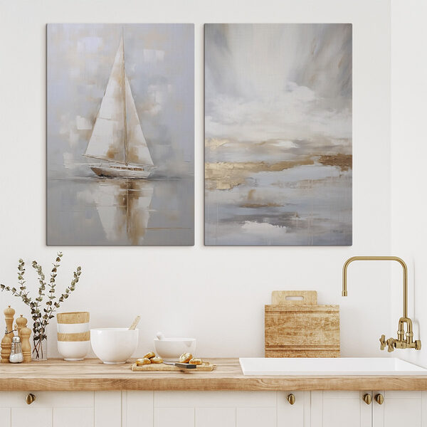 Painting of a sailboat on water