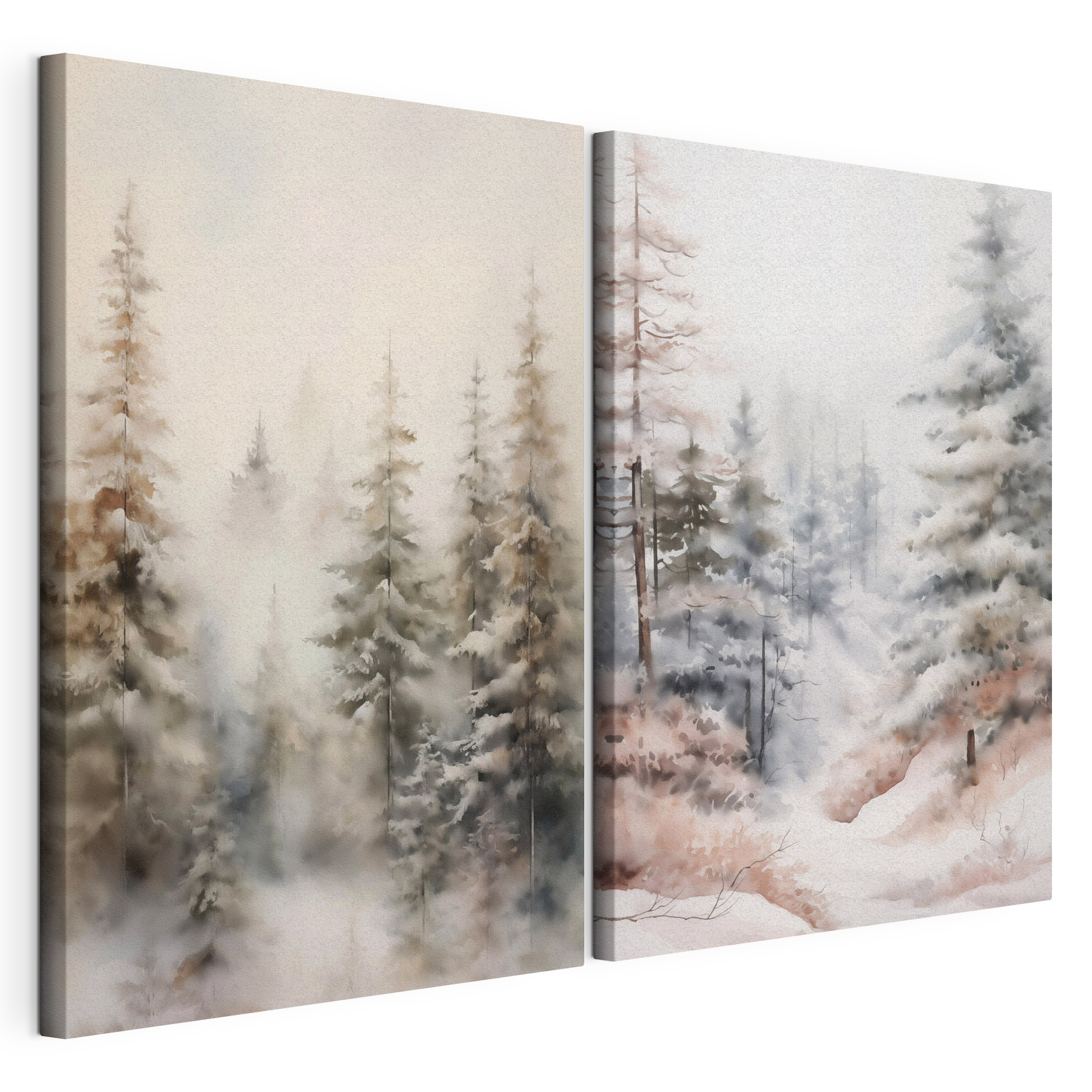 Painting of trees in the snow