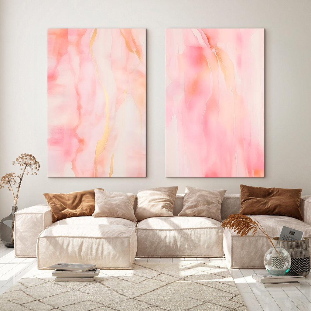 Abstract pink fluid artwork display