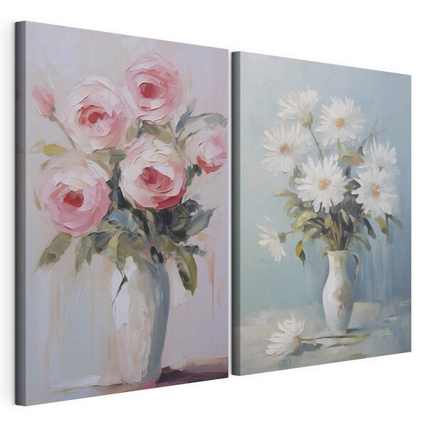 Modularer Leinwanddruck Gemälde von Blumen in einer Vase