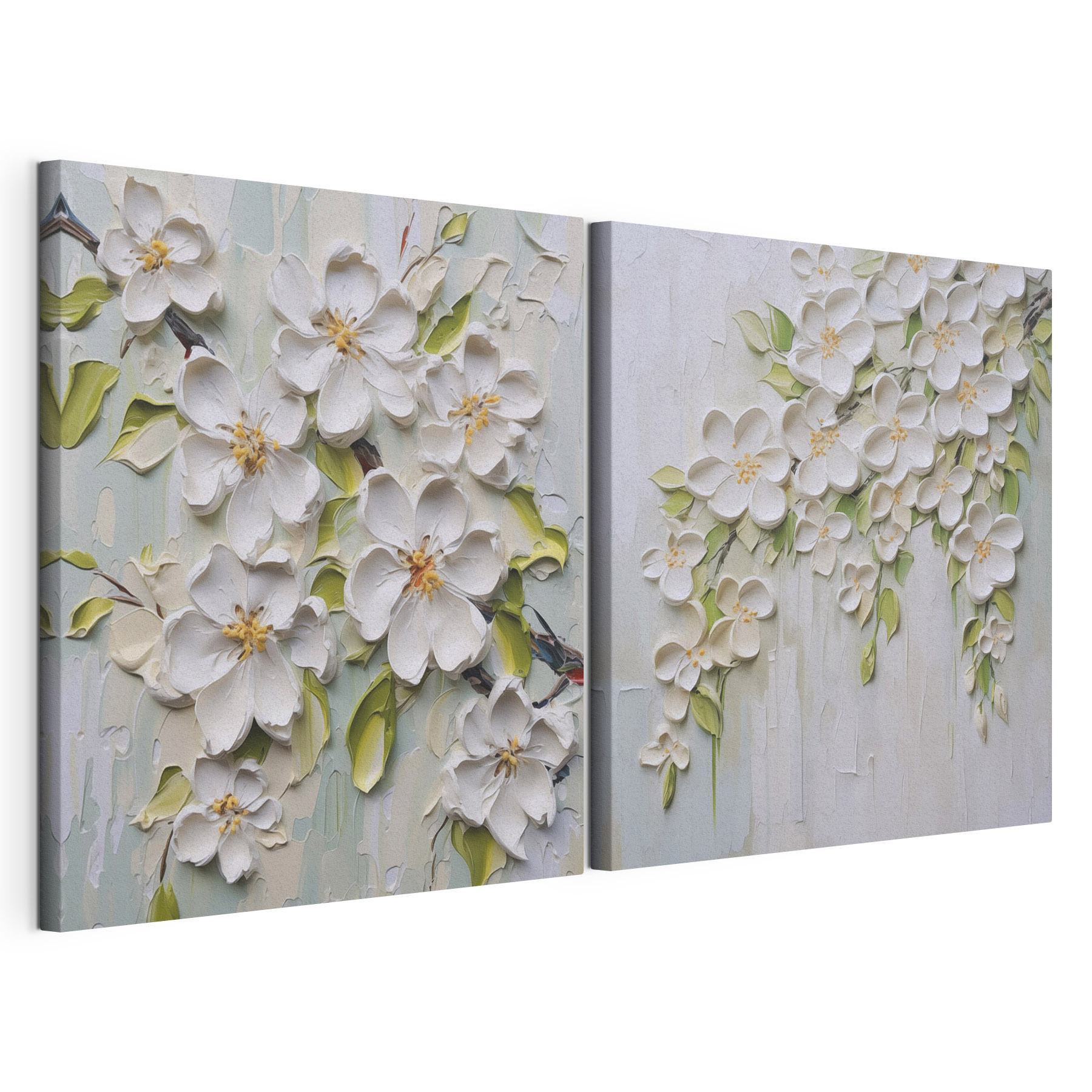 Painting of flowers on a white surface