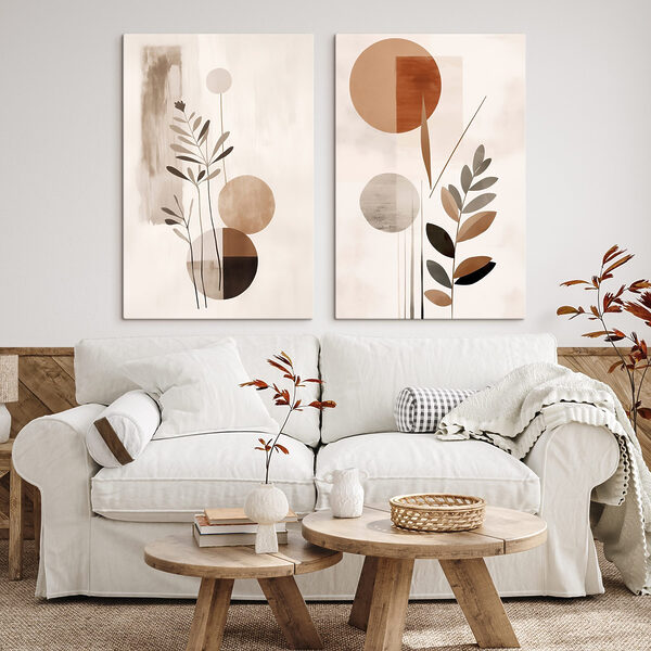 Two images of plants and circles