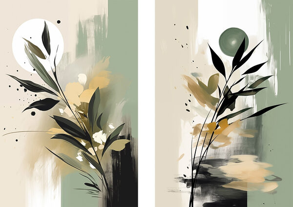 Painting of flowers and leaves