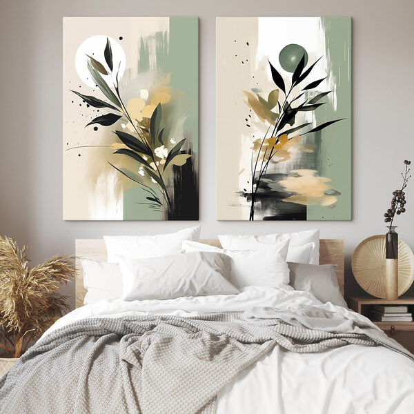 Painting of flowers and leaves