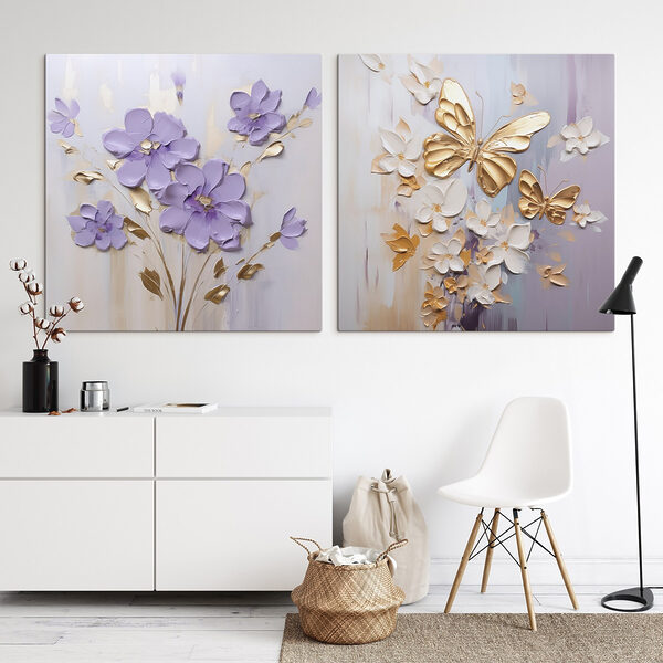 Painting of flowers and butterflies