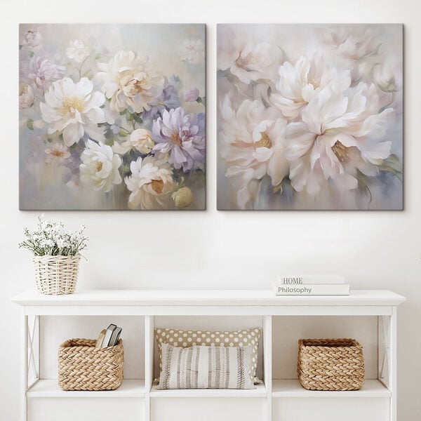 Painting of flowers on canvas