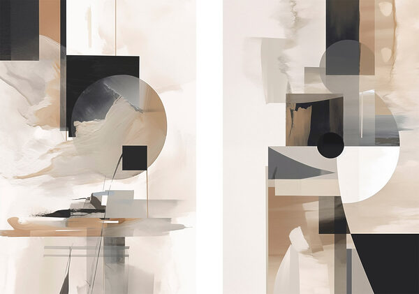 Painting of a couple of squares and circles