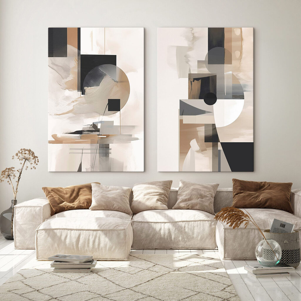 Painting of a couple of squares and circles