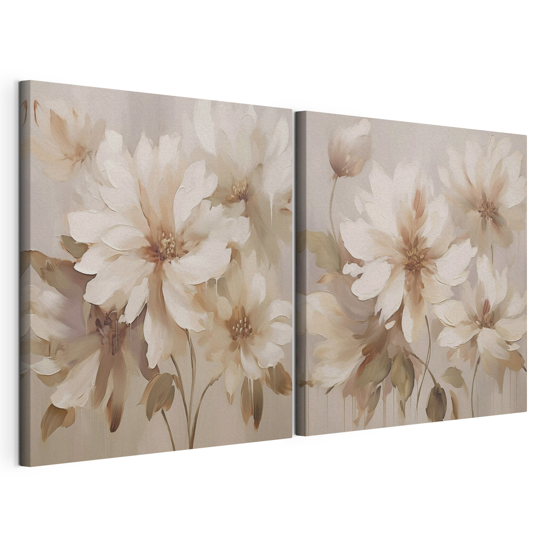Painting of flowers on a beige background