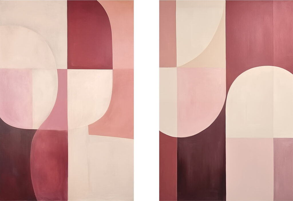 Two paintings of different colors