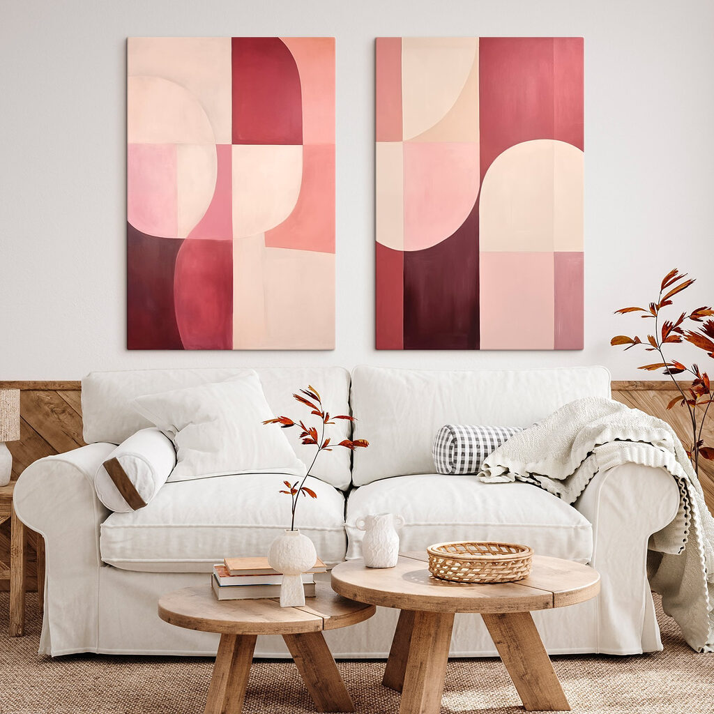 Two paintings of different colors