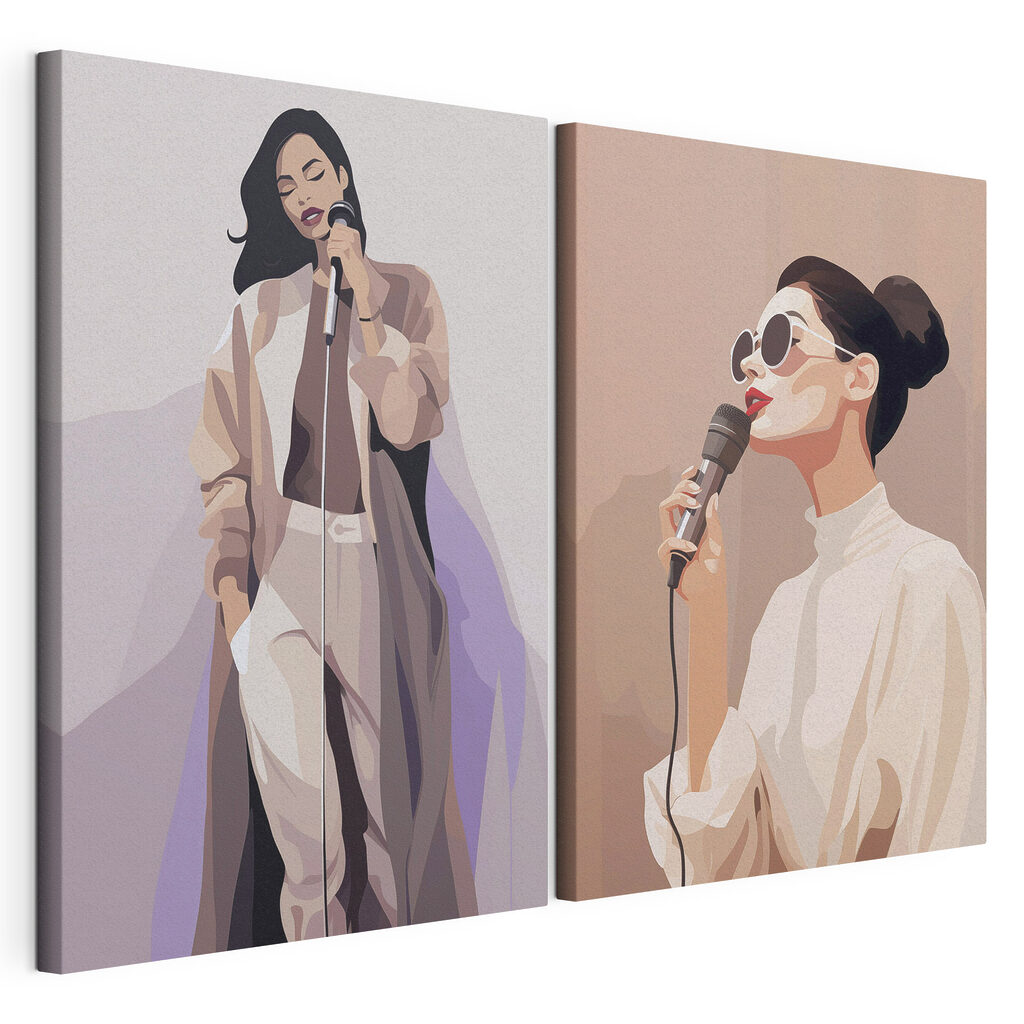 Woman singing into a microphone