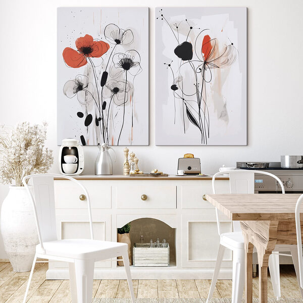 Painting of flowers on a white surface