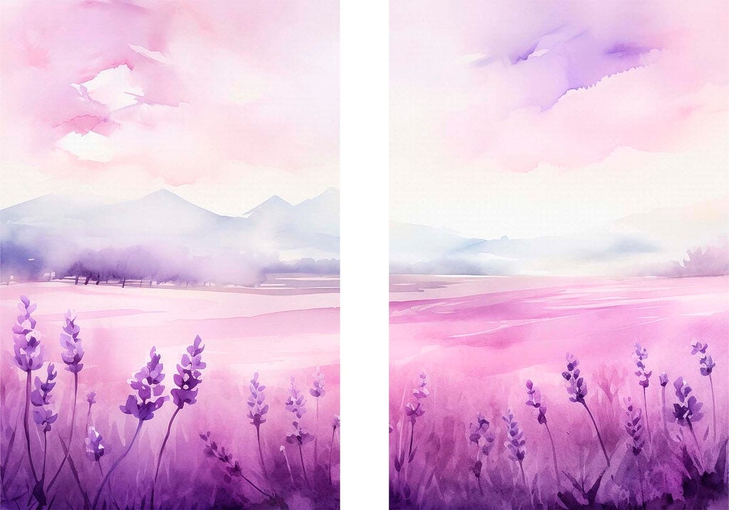 Painting of a lavender field
