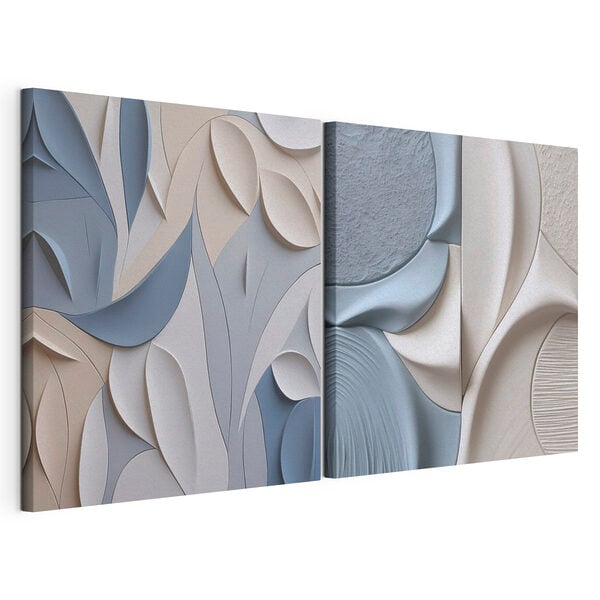 Modularer Leinwanddruck Sanfte Rundungen in einer beruhigenden Farbpalette