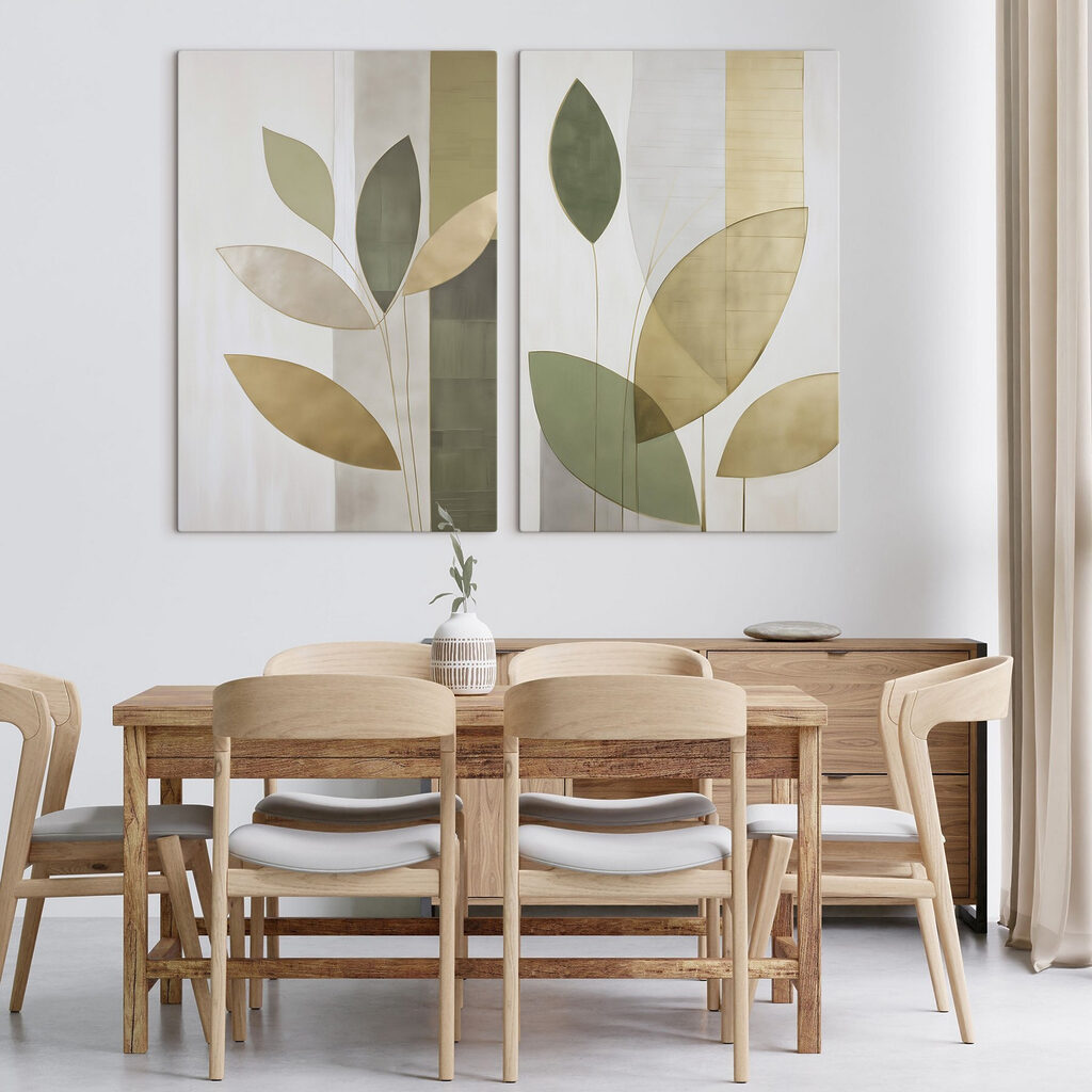 Collage of a painting of leaves