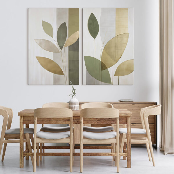 Collage of a painting of leaves