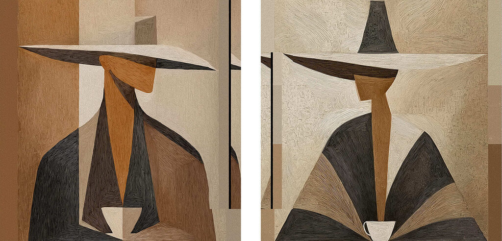Collage of a woman in a hat