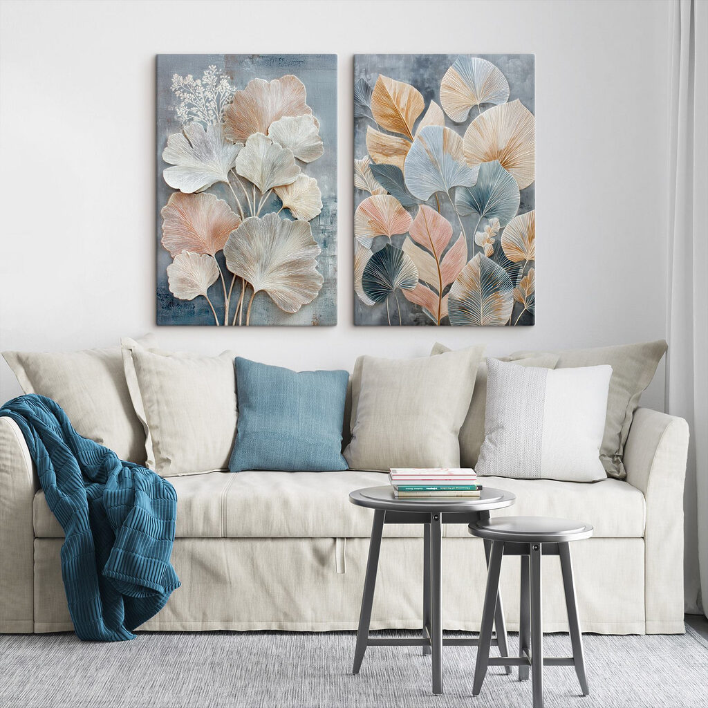 Delicate leaves in soft hues