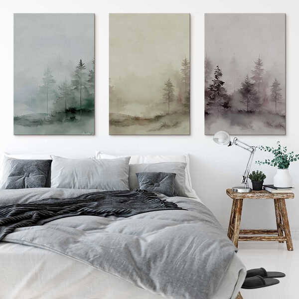 Group of watercolor trees