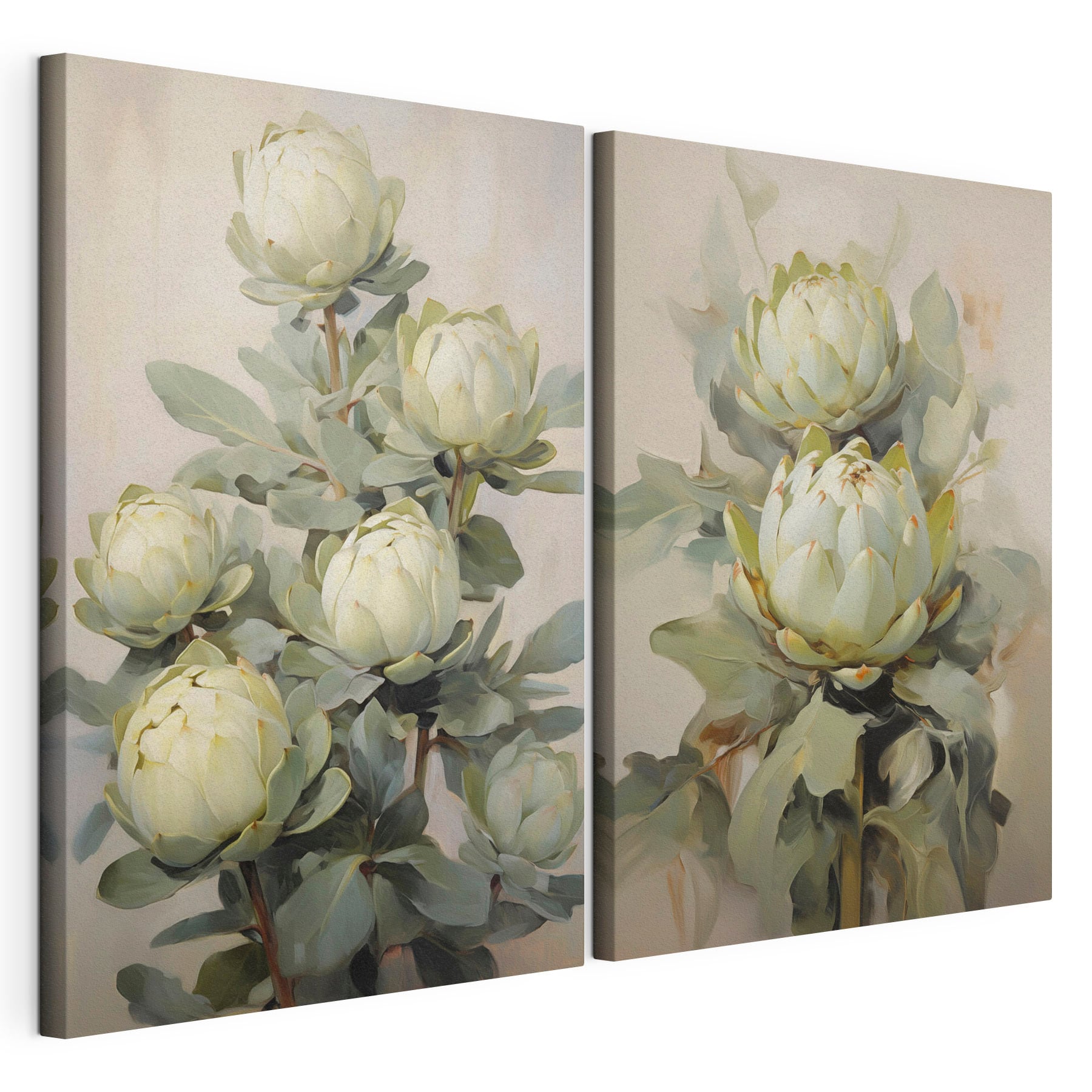Painting of flowers on a plant