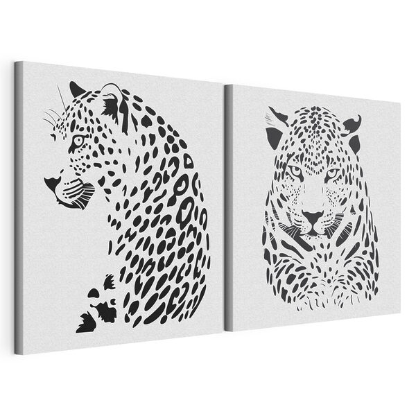 Modularer Leinwanddruck Majestätische Raubkatze in auffälligem Design