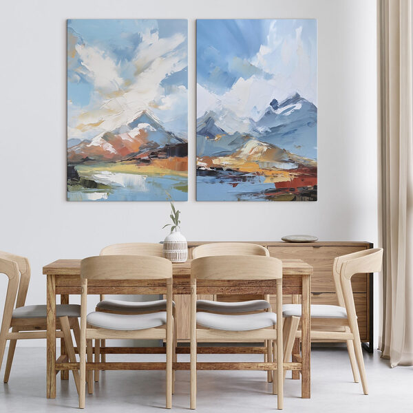 Painting of mountains and water