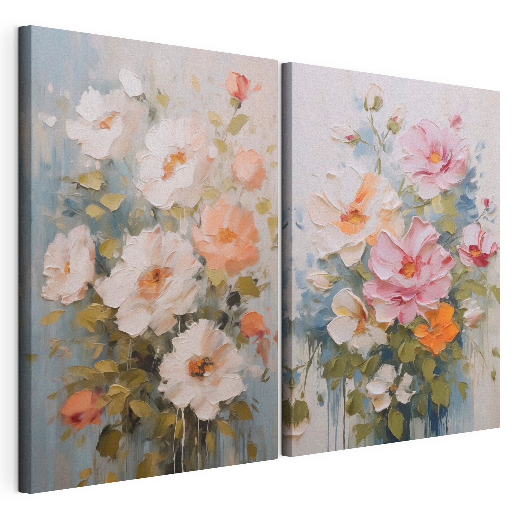 Painting of flowers on canvas