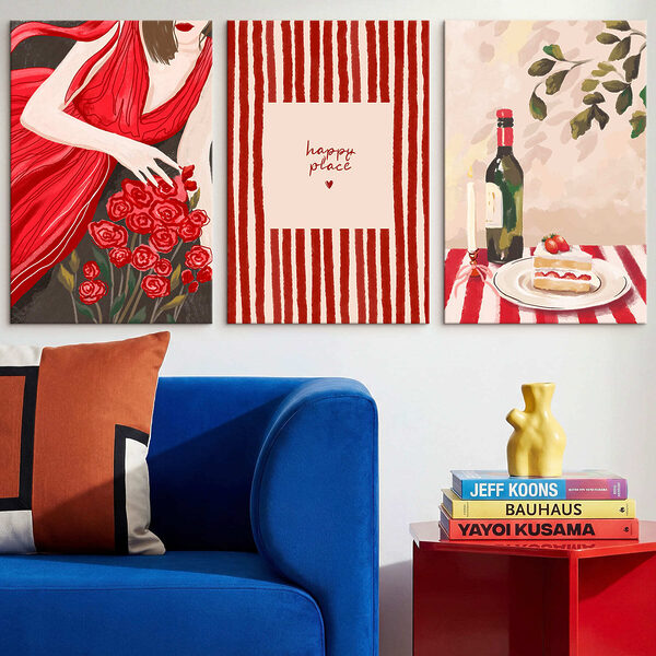 Collage of a woman holding a bouquet of roses and a candle