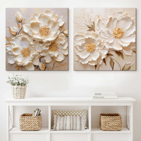 Painting of flowers on canvas
