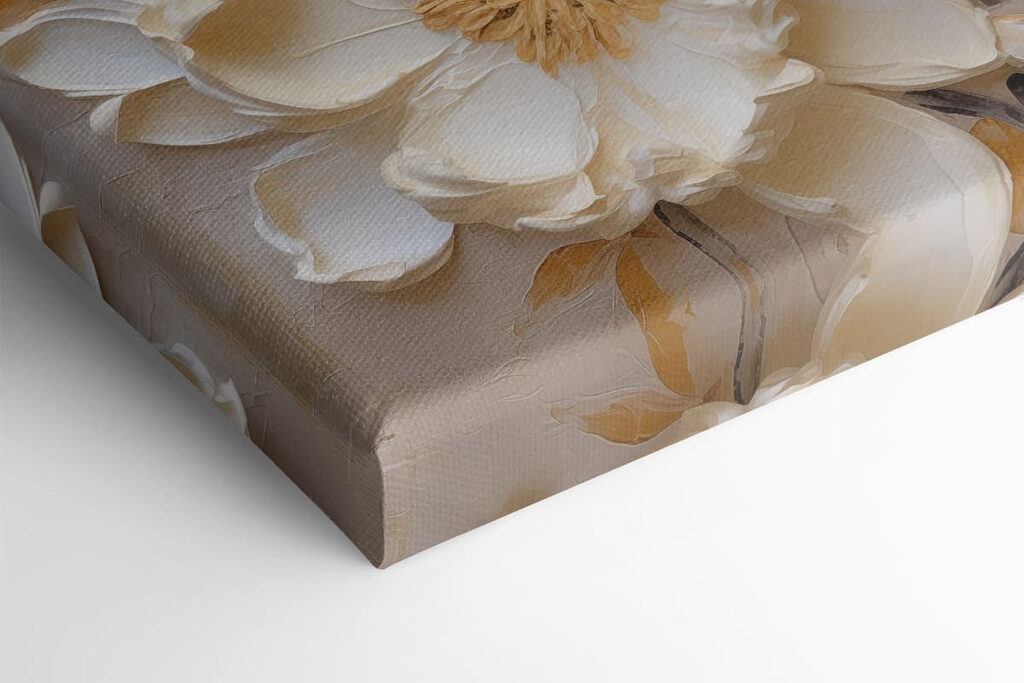Painting of flowers on canvas