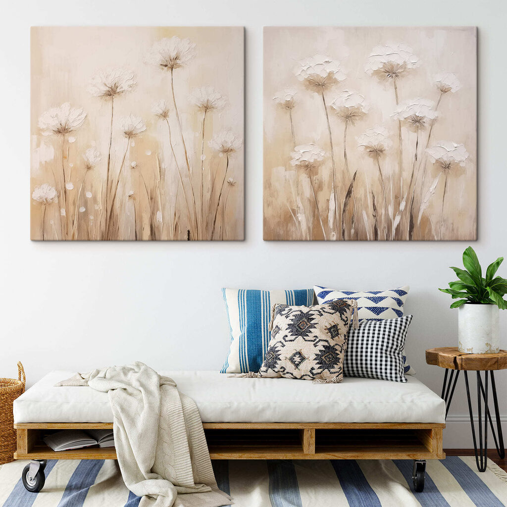 Painting of flowers on a beige background