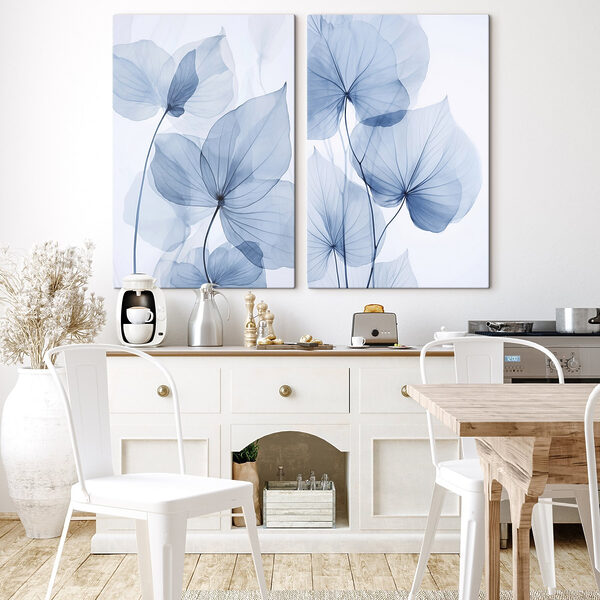Delicate blue leaves in soft hues