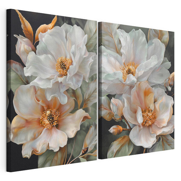 Modularer Leinwanddruck Elegante Blüten in zarten Farbtönen