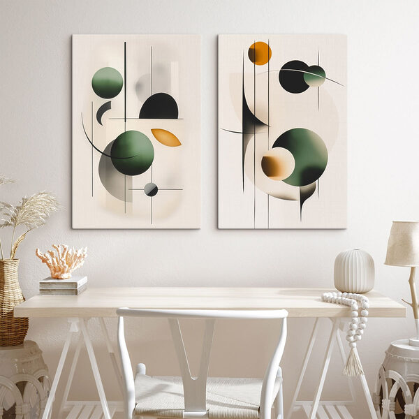 Two images of circles and lines