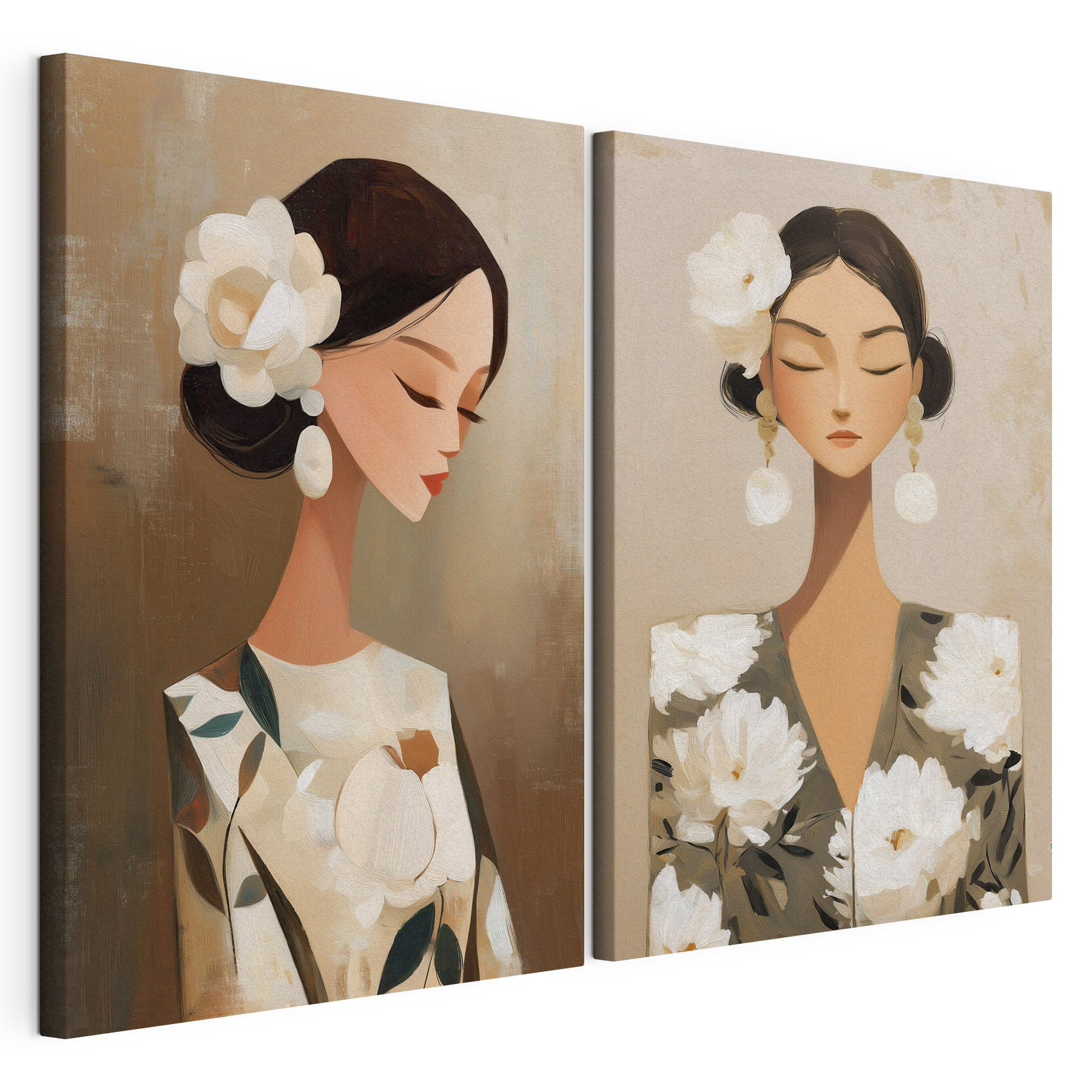 Collage of a woman with flowers in her hair