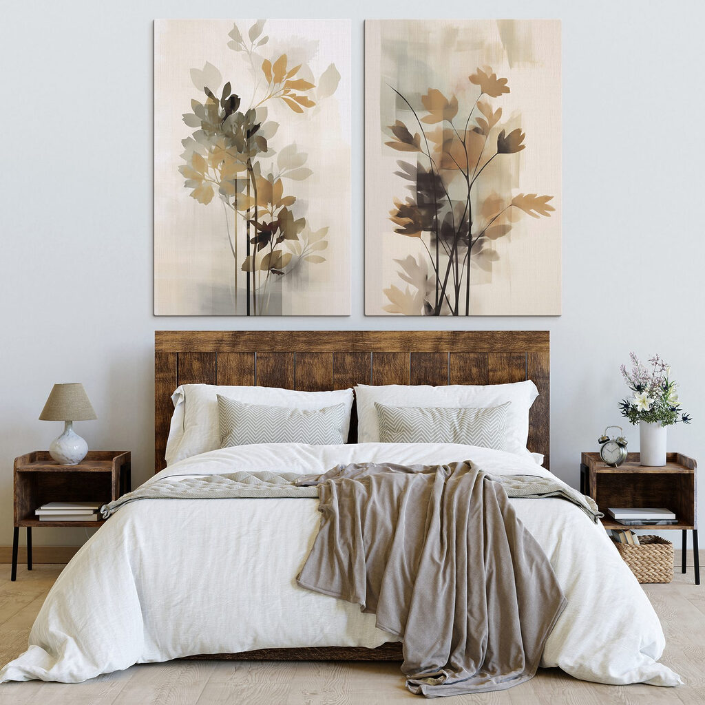 Painting of flowers and leaves
