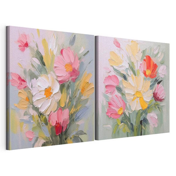 Painting of flowers on canvas