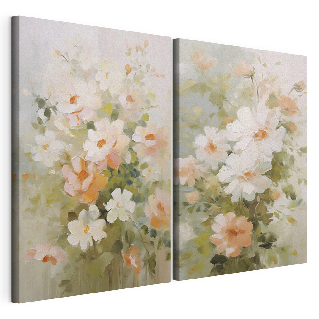 Painting of flowers on canvas