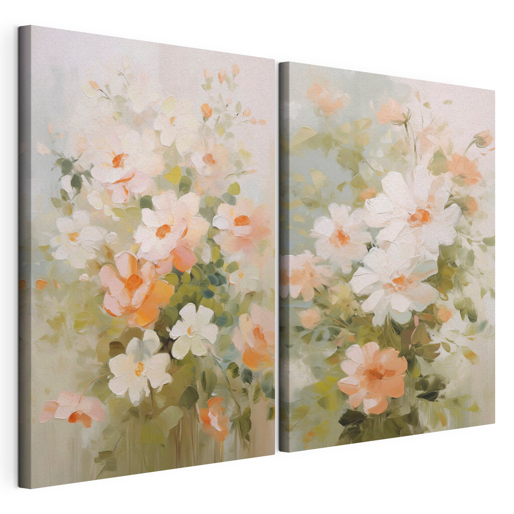 Painting of flowers on canvas