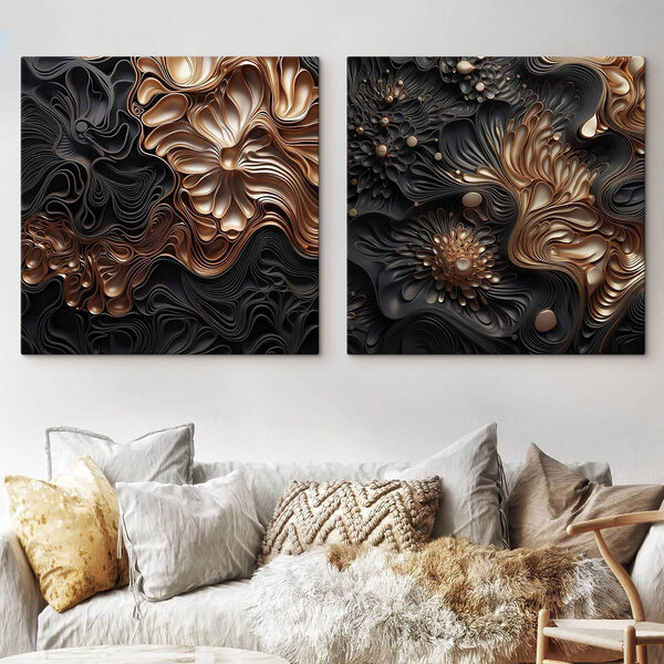 Abstract floral patterns in dark tones