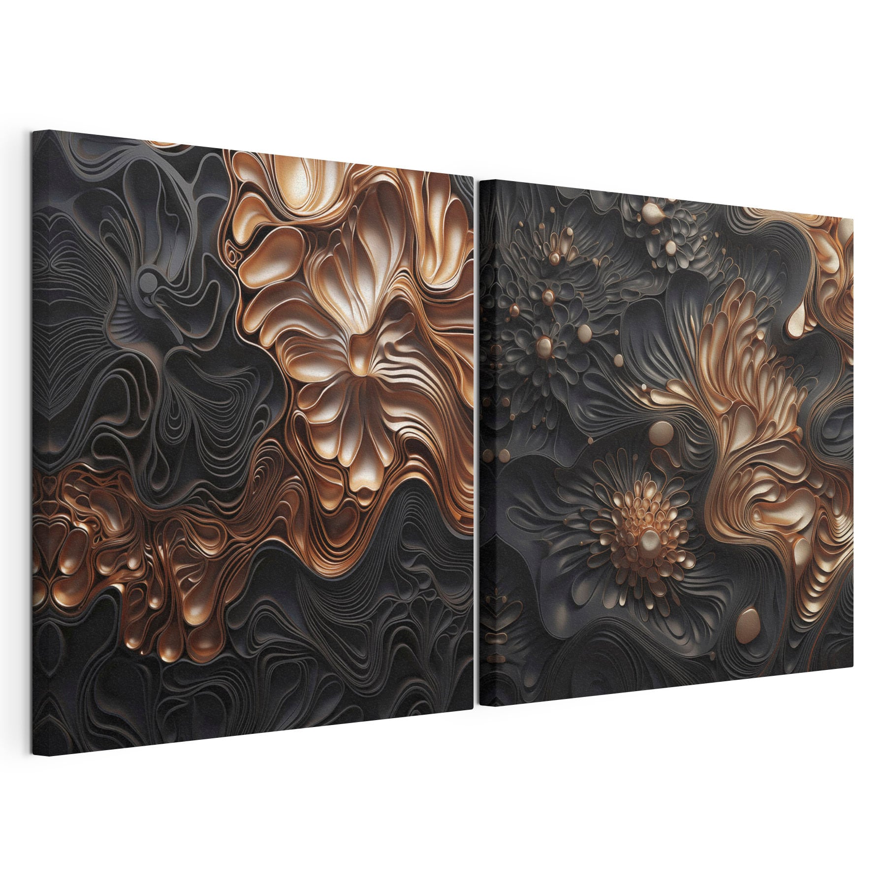 Abstract floral patterns in dark tones